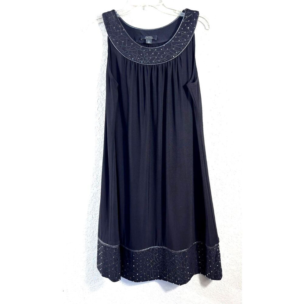 Dressbarn Black Embellished Beaded Neck Cocktail Party Dress Womens Size 12 USA